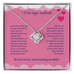 Voor mijn soulmate - 14k witgoud vergulde ketting met zirkonia kristallen LOVE